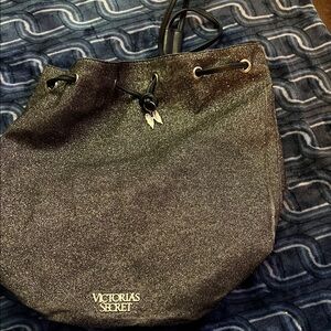 Victoria's Secret Glittery Black Drawstring Backpack